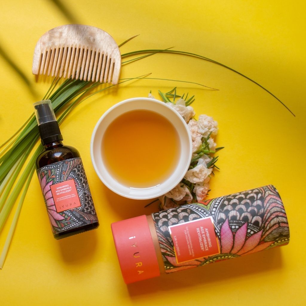 Ambhring Age Embrace Revitalizer and Hair Oil - With FREE Neem Wood Comb Hair Oil iYURA