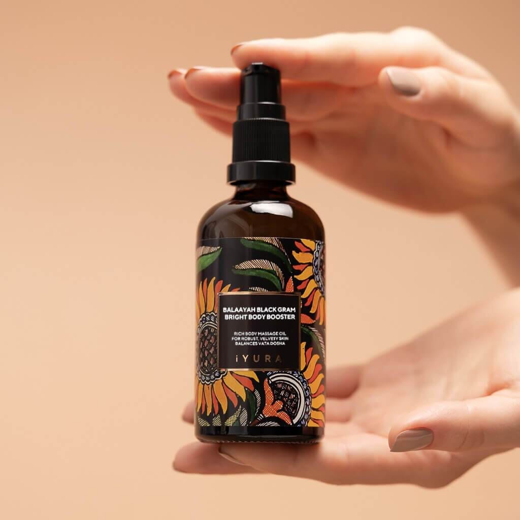 Balaayah Black Gram Body Booster: Body Massage Oil for Dry, Aging Skin - In 6 Different Indulging Aromas! Body Oil iYURA