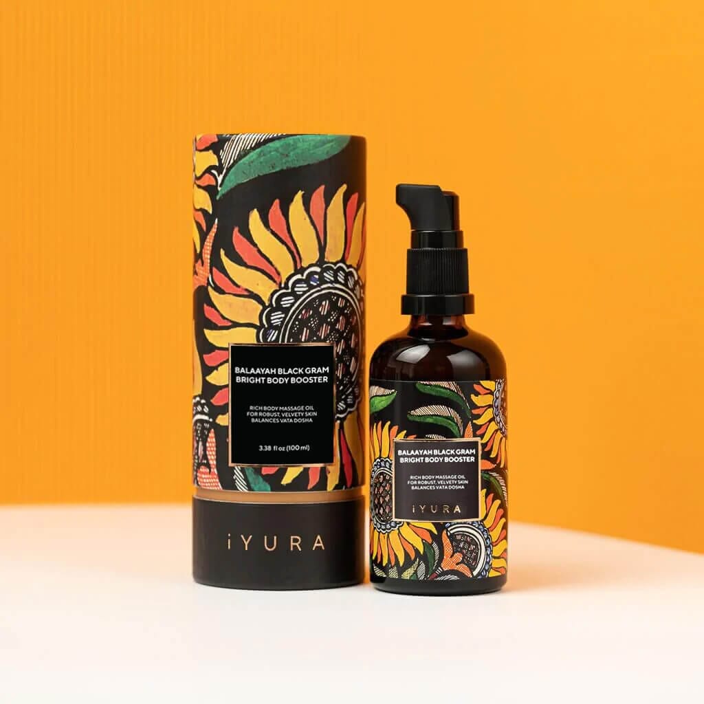 Balaayah Black Gram Body Booster: Body Massage Oil for Dry, Aging Skin - In 6 Different Indulging Aromas! Body Oil iYURA