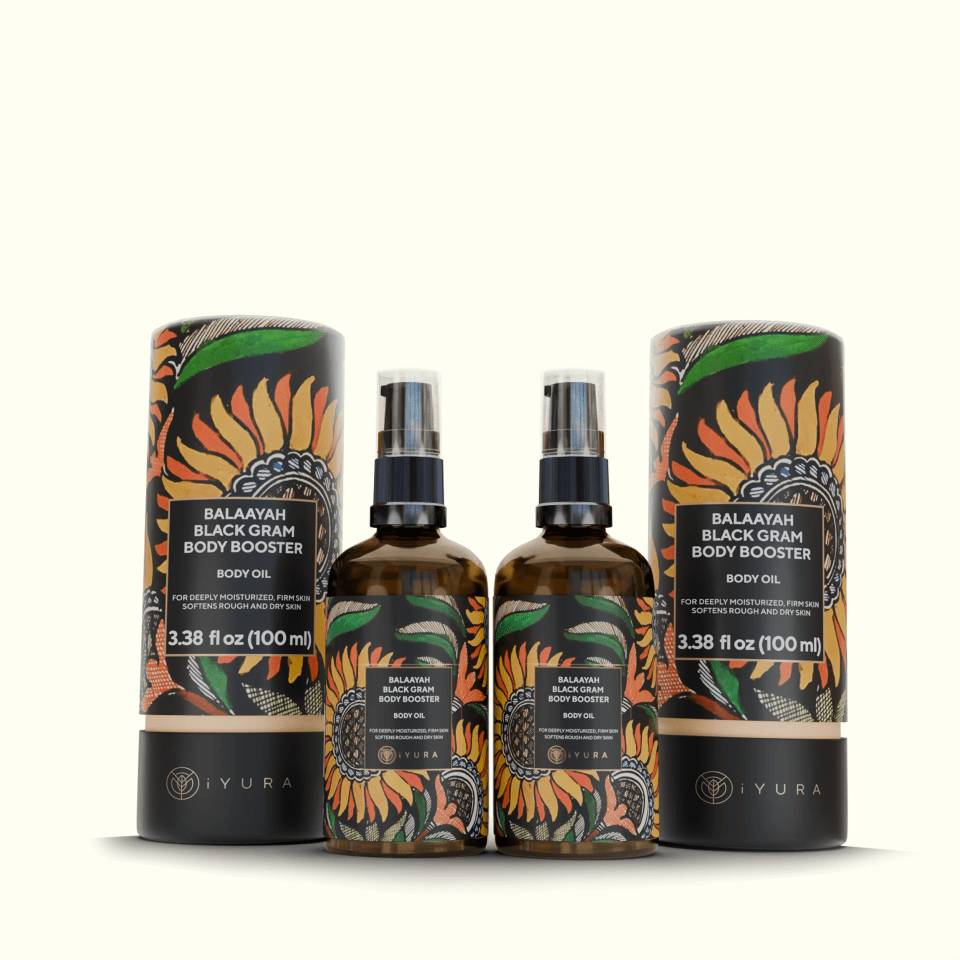 Balaayah Black Gram Body Booster - Relish the Richness of Black Gram & Himalayan Salt - For Dry, Aging Skin Body Oil iYURA 2 bottles of 3.38 fl oz (100 ml)