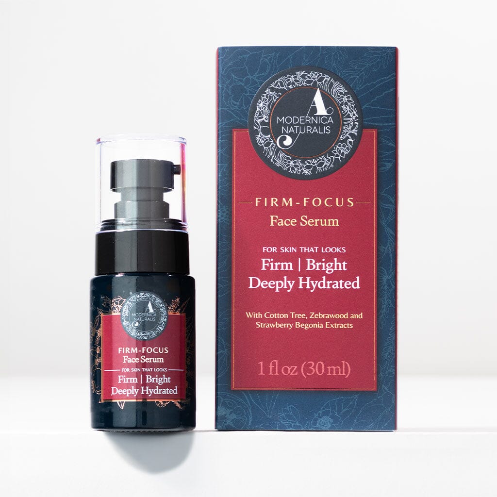 Firm-Focus Face Serum - Firms, Brightens, Hydrates Aging, Crepey Skin - Focused-Firming Formula with Cotton Tree, Zebrawood, Strawberry Begonia - Best Face Serum for Loose, Saggy Facial Skin - With Clinically Tested Ingredient Combinations Face serum A Modernica Naturalis