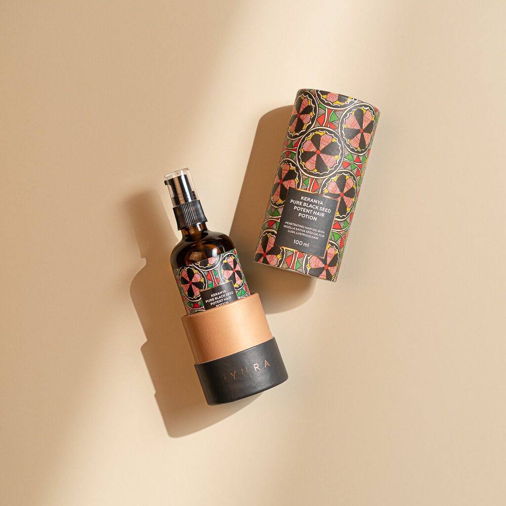 Keranya Pure Black Seed Potent Hair Potion - With FREE Neem Wood Comb Hair Oil iYURA