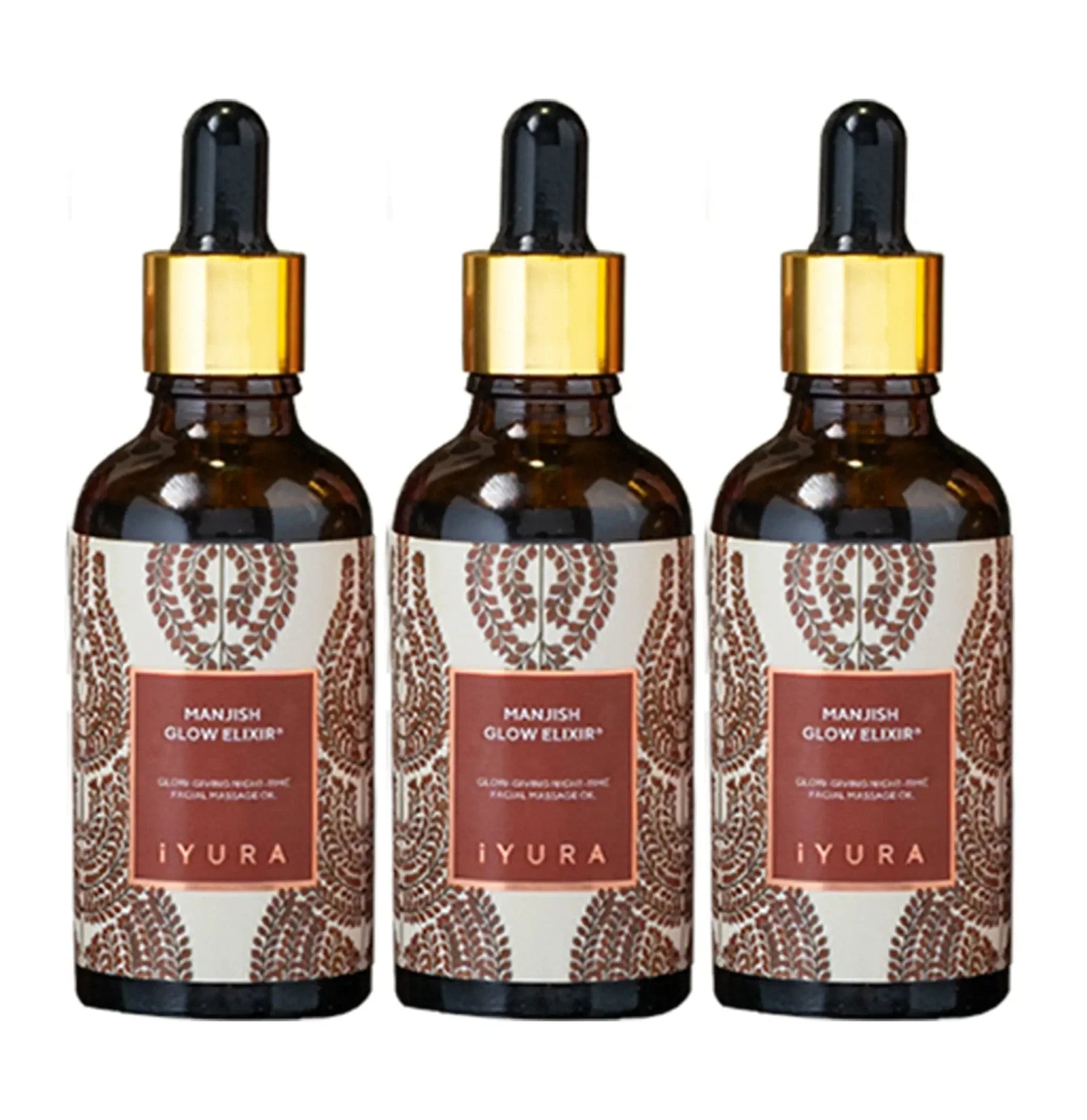 Manjish Glow Elixir - iYURA's Night Face Oil - To Get Natural, Long-Lasting Glow - Pack of 3 Night-time face oil iYURA