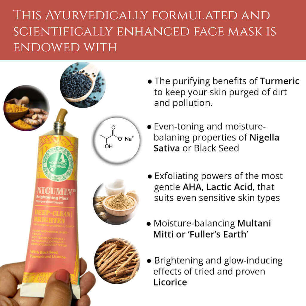 Nicumin Brightening and Even Toning Face Mask - With Black Seed, Turmeric and Licorice Face Mask A. Modernica Naturalis