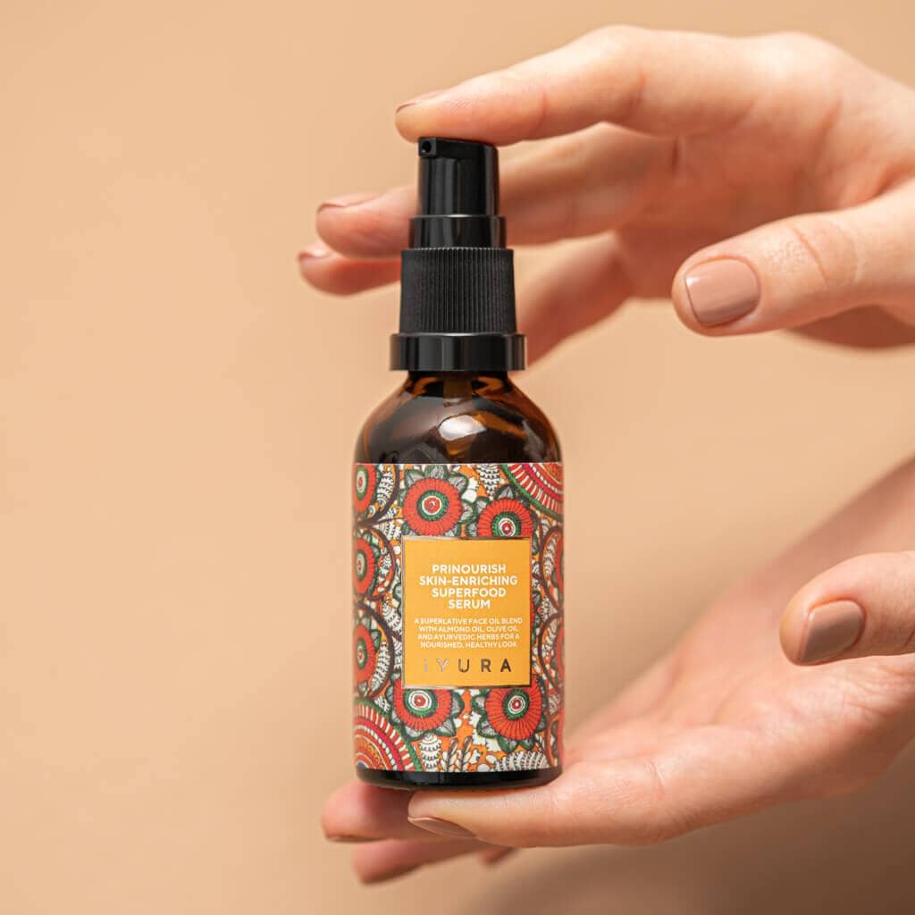Prinourish Skin-Enriching Superfood Serum - With Almond Oil, Olive Oil, Turmeric, Mango and More Ayurvedic Herbs. Face oil iYURA