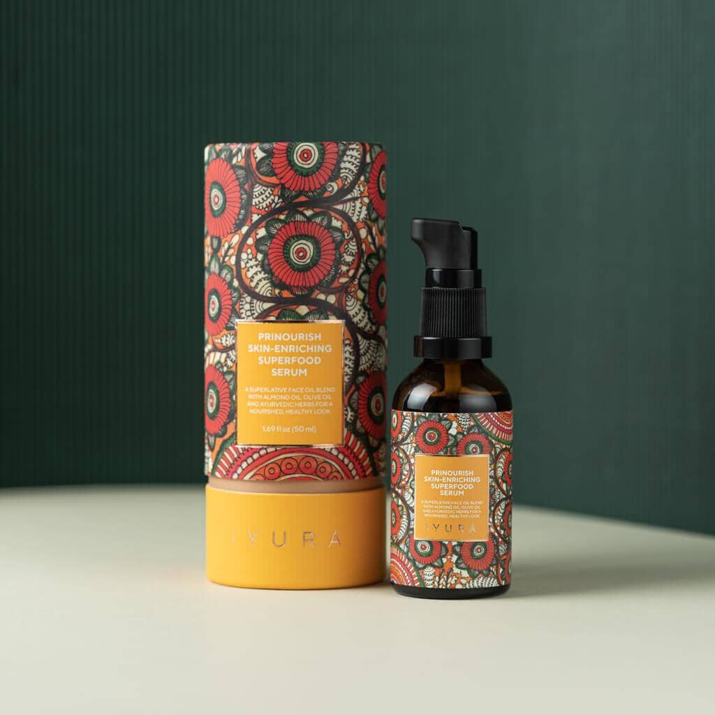Prinourish Skin-Enriching Superfood Serum - With Almond Oil, Olive Oil, Turmeric, Mango and More Ayurvedic Herbs. Face oil iYURA