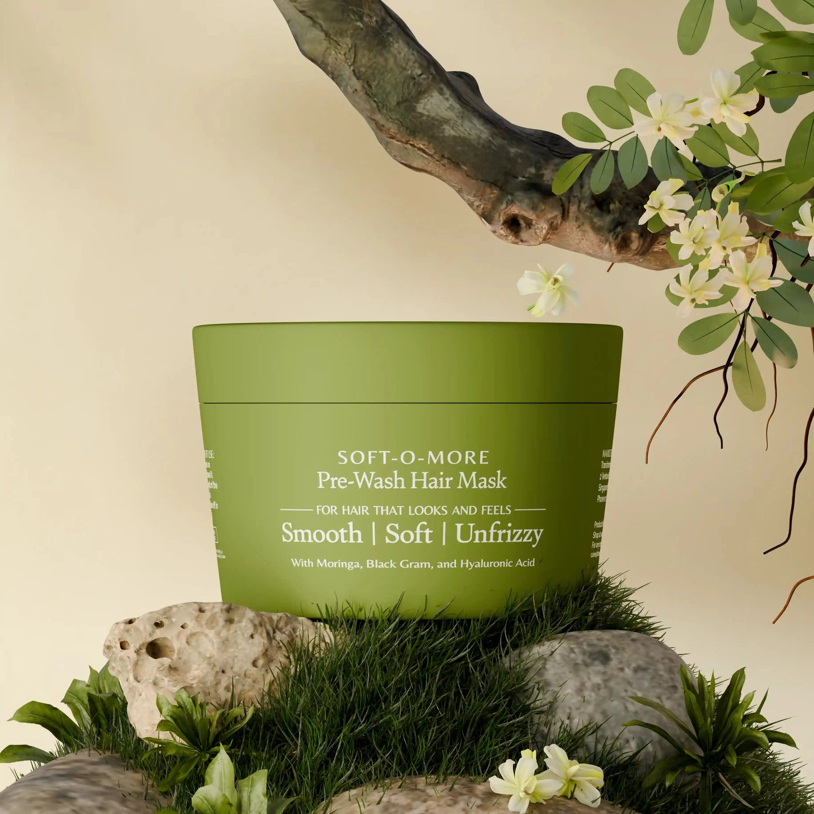 Soft-O-More Pre-Wash Hair Mask – Smooths, Softens, and Unfrizzes the look of Dry, Dull, Aging Hair – Revolutionary Formula with Moringa and Black Gram – Best Pre-Shampoo Hair Mask For Mature Hair Hair Mask A Modernica Naturalis