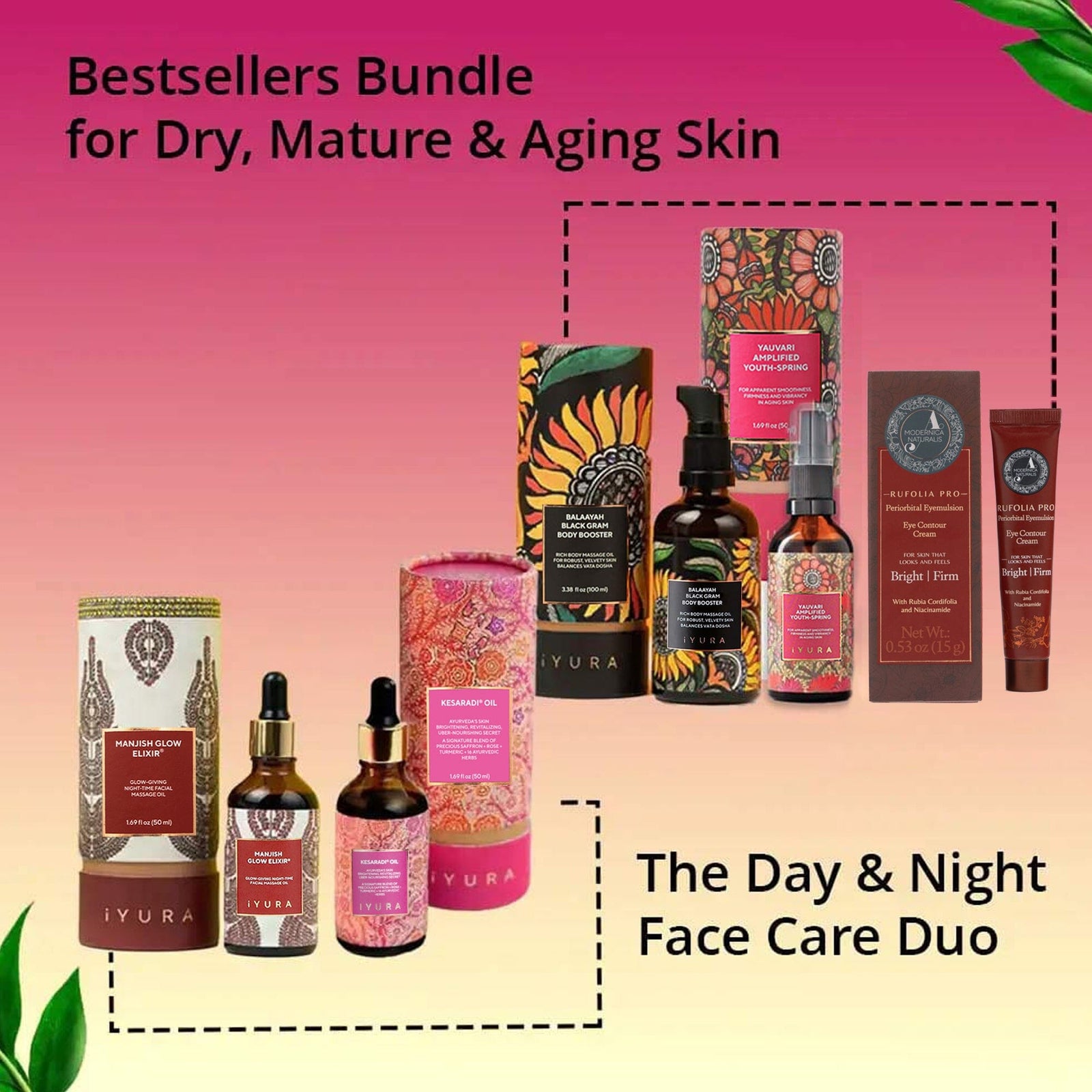 The Premium Bestsellers Bundle - Targeted, Gentle & Effective Natural Skincare for delicate, mature, thinning, aging skin with Pro Beauty set The Ayurveda Experience