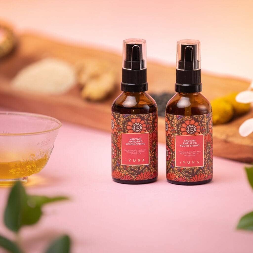 Yauvari Amplified Youth Spring | Post-Menopausal Care for Saggy Jowls and Neck Skin Face oil iYURA 2 Full-Size Bottles at 15% OFF