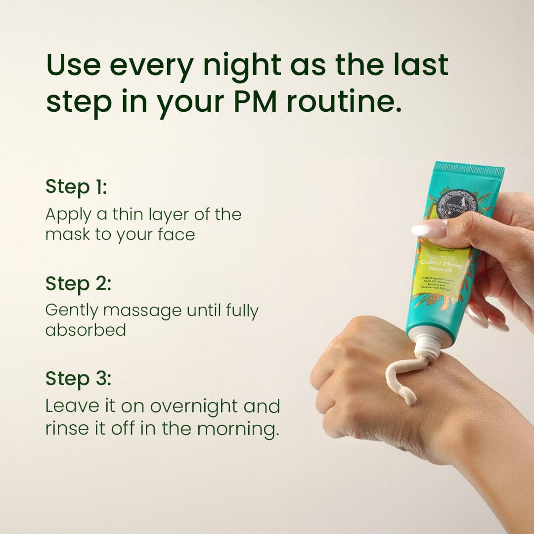 Calminous Overnight-Moisture Mask – Plumps, Soothes &amp; Moisturizes Dull, Dry, Aging Skin - Potent Ayurvedic Formula with Sacred Lotus and Roselle – Best Overnight Mask for Mature Skin – With Clinically Tested Ingredients Face Mask A Modernica Naturalis 