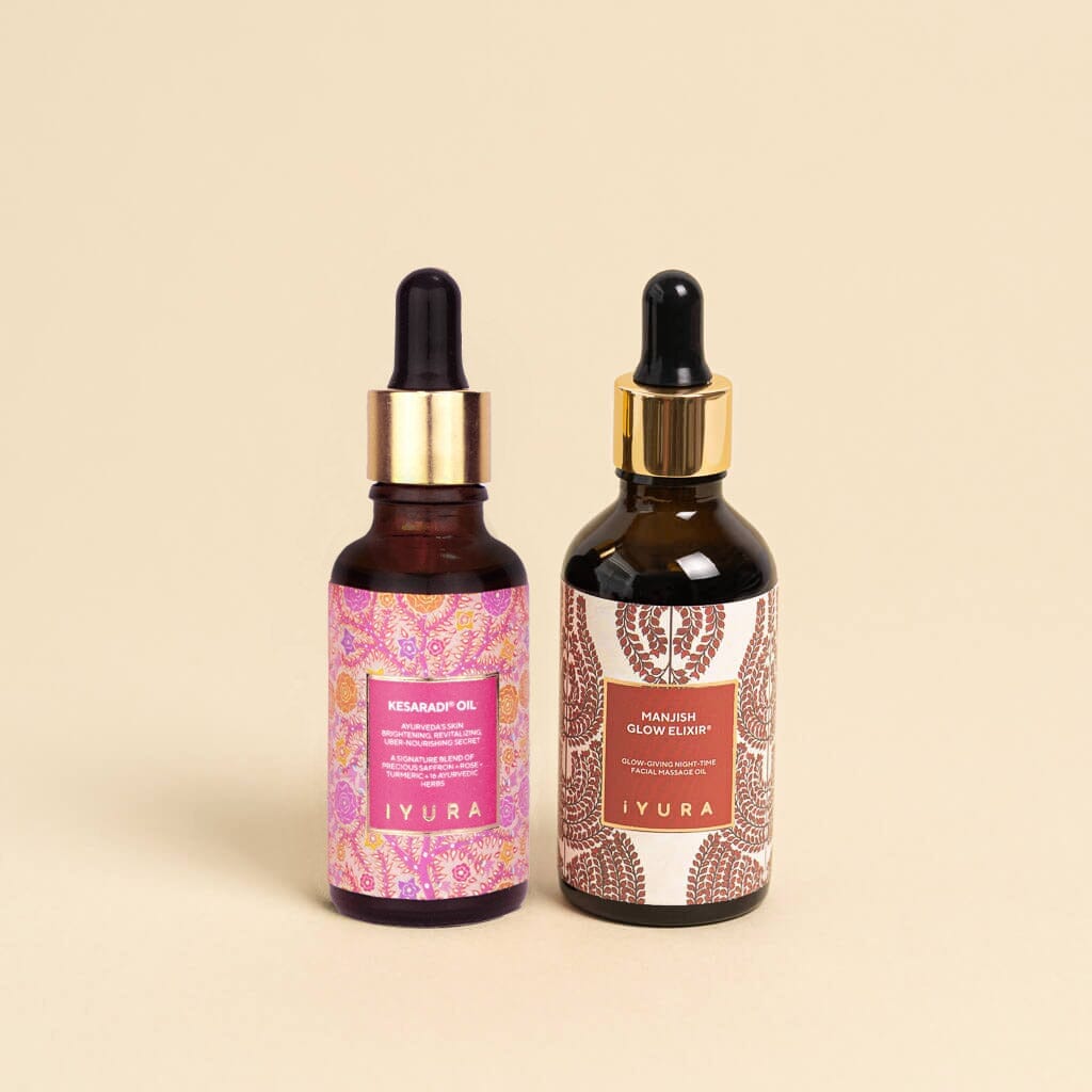 Day &amp; Night Face Oil Duo | Best Moisturizer for Healthy Skin - Ayurvedic Natural Skincare Set | Beauty set iYURA 