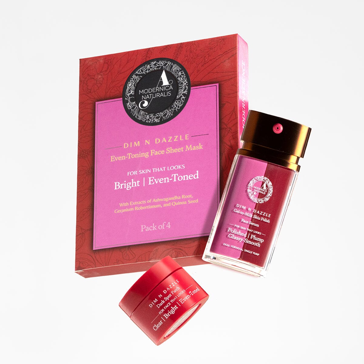 Dim N Dazzle Complete Even-Tone &amp; Glow Trio Serum A Modernica Naturalis 