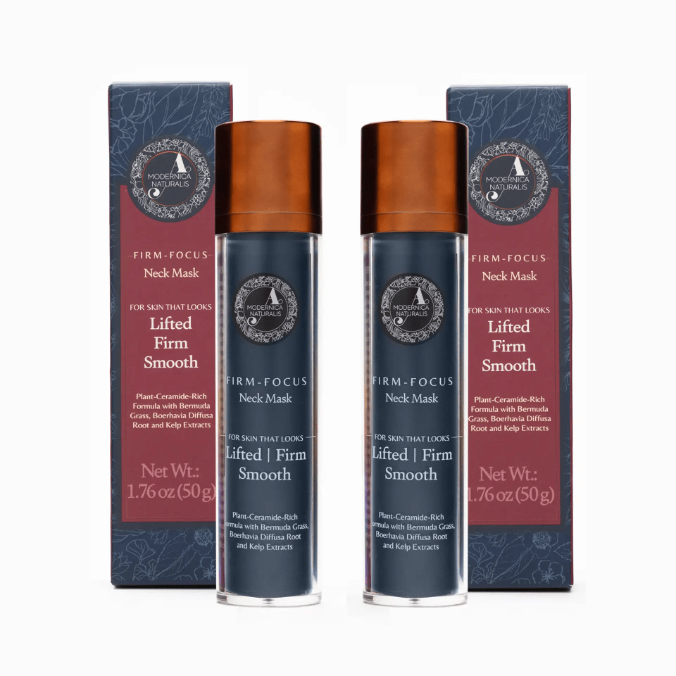 Firm-Focus Neck Mask - Lifts, Firms, Smooths the look of Loose, Saggy Skin on the Neck, Jaw, Chin &amp; Upper Chest - Focused Neck Firming Action with Phyto-Ceramides and Water Lily - Best Firming Neck Mask - Pack of 2 Neck Mask A Modernica Naturalis 