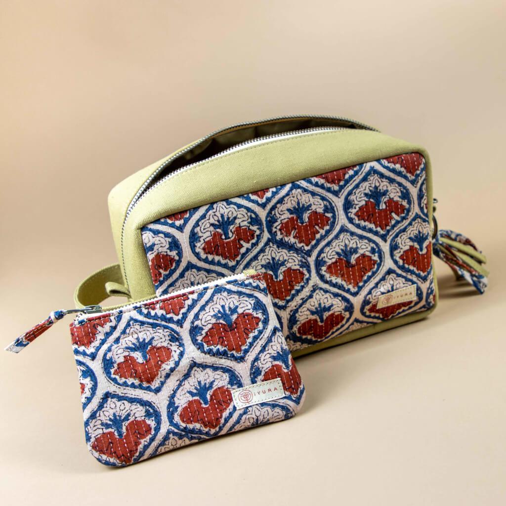 iYURA's Bagru Edit Pouch Set singleton_gift The Ayurveda Experience 