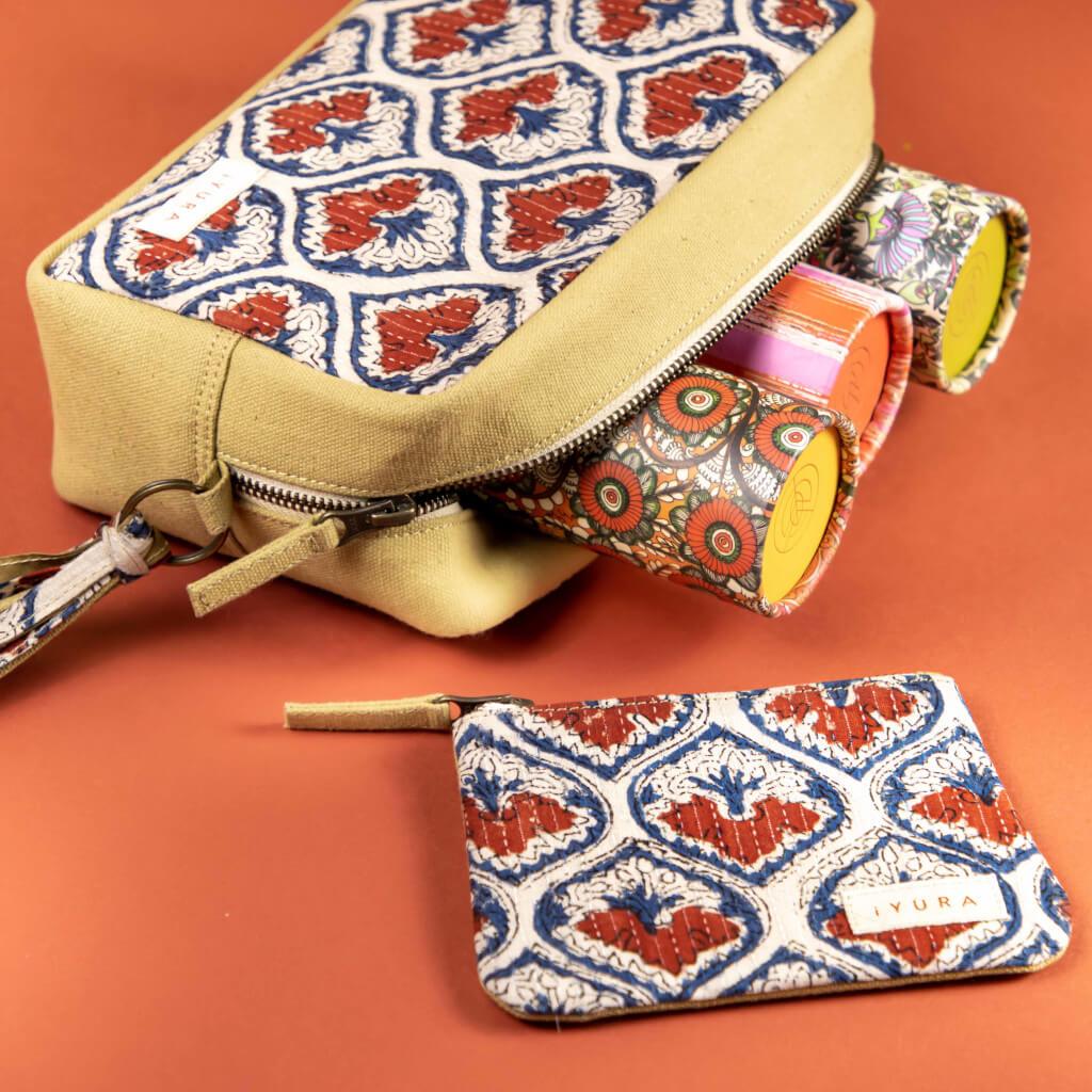 iYURA's Bagru Edit Pouch Set singleton_gift The Ayurveda Experience 