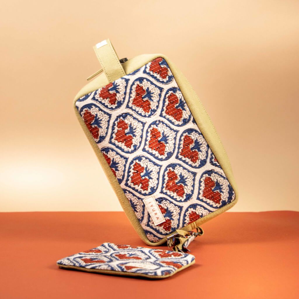 iYURA's Bagru Edit Pouch Set singleton_gift The Ayurveda Experience 